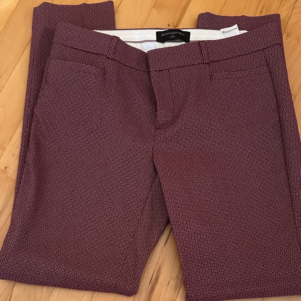 Banana Republic Burgundy Textured Pants